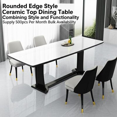 Rounded Edge Style Ceramic Top Dining Table Combining Style and Functionality Supply 500pcs Per Month Bulk Availability