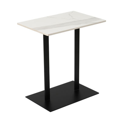 Modern Design Smooth Surface Ceramic Side Table Resistant Scratches With Iron Base