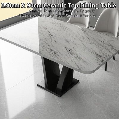 150cm X 90cm Ceramic Top Dining Table Custom Heat Resistance Up To 300°C Stylish Durable And Heat Resistant Surface