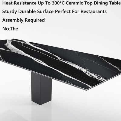 Heat Resistance Up To 300°C Ceramic Top Dining Table Sturdy Durable Surface Perfect For Restaurants Assembly Required No