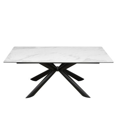1800*850mm Ceramic Top Dining Table With Fixed Type And Iron Base