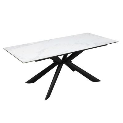 1800*850mm Ceramic Top Dining Table With Fixed Type And Iron Base