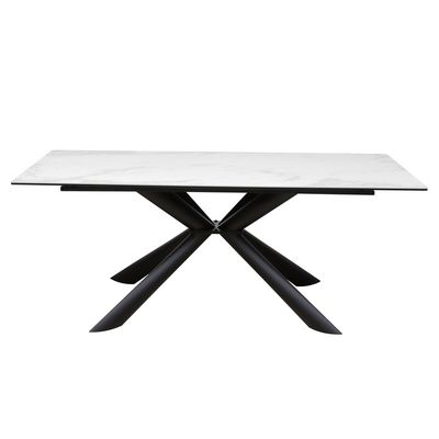 1800*850mm Ceramic Top Dining Table With Fixed Type And Iron Base
