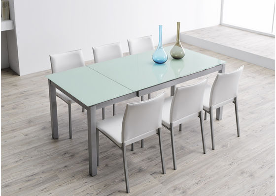 700mm Fashionable Extendable Glass Dining Table Lightweight With Iron Frame