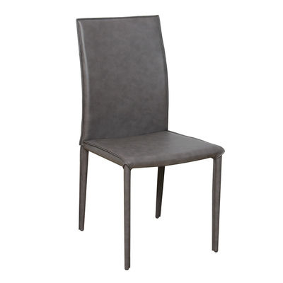 High Stability Stylish Leather Dining Chairs Impact Resistant With Iron Legs